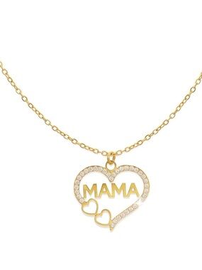 Mama Heart Pendant Necklace in Gold
